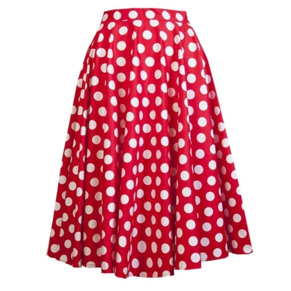 Hell Bunny Vixen Red & White Polka Dot Mariam Circle Skirt - Picture 1 of 7